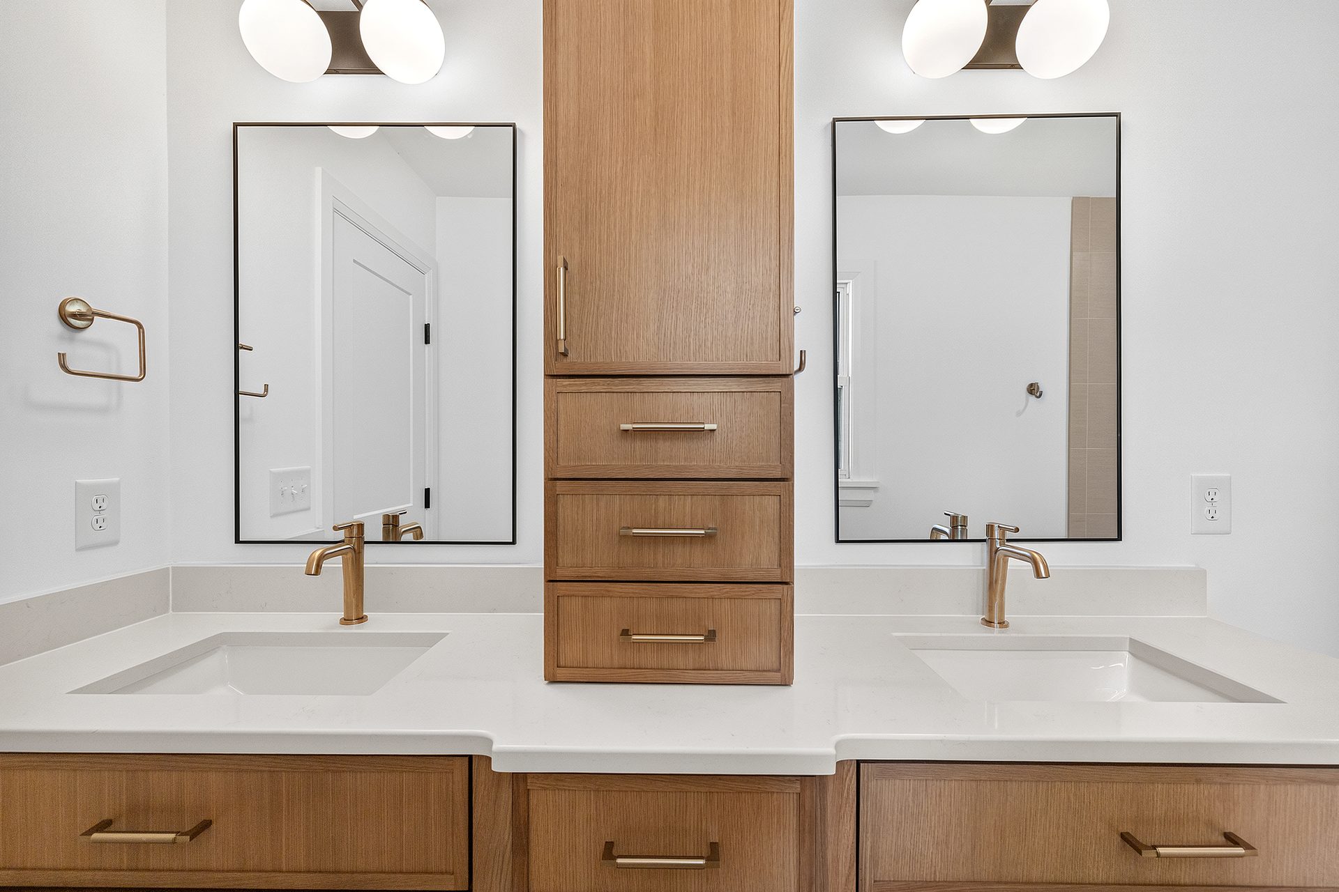 420 Peyton Street — Primary bath — double vanity & walk-in shower